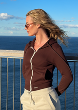 The Calm Knit Jacket - COFFEE BEAN